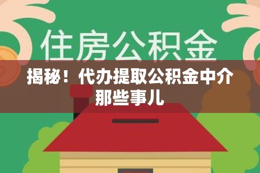 松溪揭秘！代办提取公积金中介那些事儿